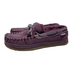LL Bean Purple Shearling Lined Slippers Moccasins Venetian Wicked Good Womens 7